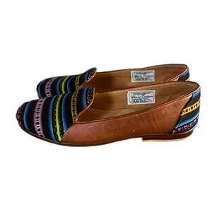 Armonia Harmony Leather Flats with Woven Fabric - sz38 US8